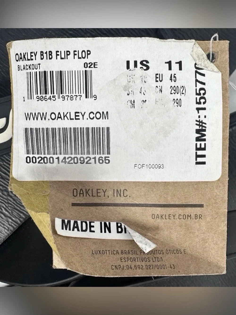 Oakley B1B Men's Flip Flops Size 11 Blackout Black Sandals Thong Slides NWT